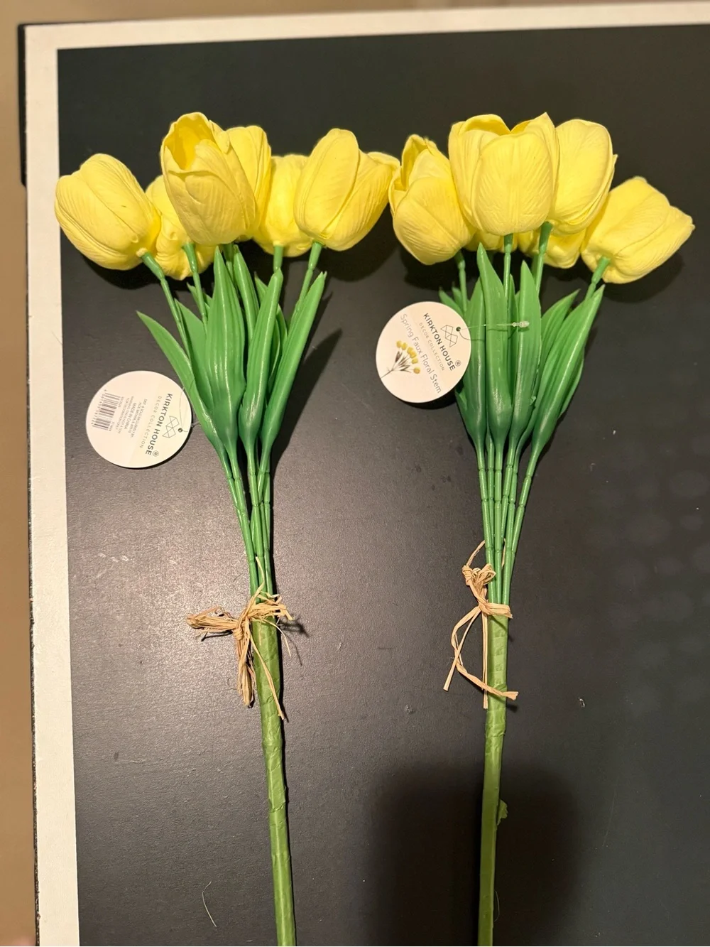 Kirkton House Yellow Faux Tulips Set of 2 NWT Spring Wedding Floral Decor